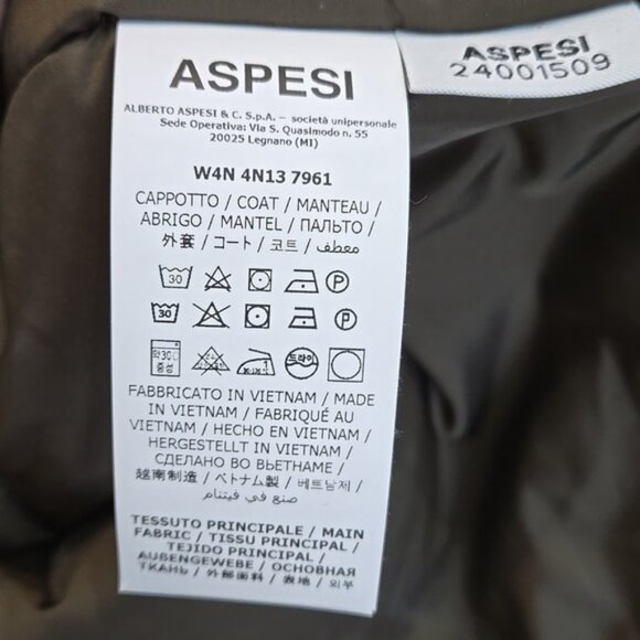 ASPESI Forest Hooded Padded Design Lightweight Construction Coat Size Medium - Picture 12 of 16